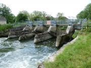 Buscott Weir, River Thames in England.