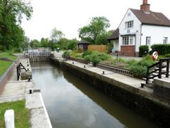 The Thames Lock at Benson next to The Thames Path - England.